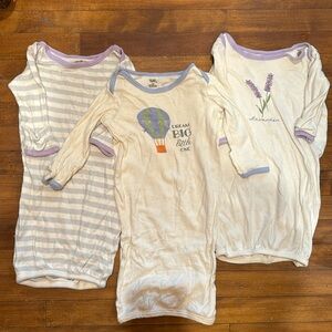 Touched By Nature Organic Cotton Baby Sleep Gown 0-6 Months Set of Three Bundle